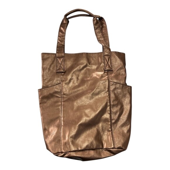 Vintage Nicole Richie Bronze Faux Leather Tote Bag Embossed Logo NWT - Picture 5 of 9